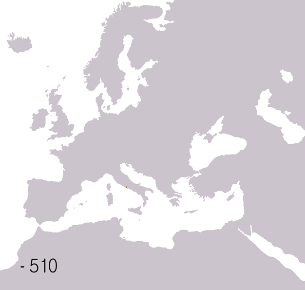 Extensão territorial da civilização romana ao longo dos séculos