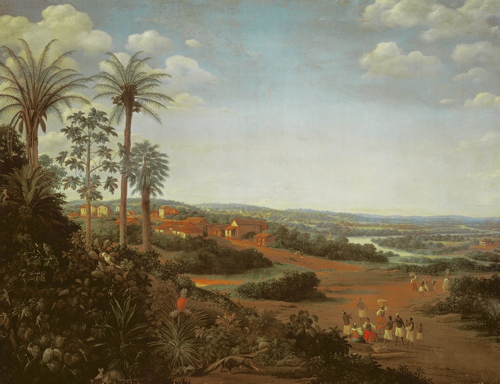 A Vila de Serinhaem, Brasil (The Village of Serinhaem, Brazil ) Frans Post Sem data · Öl auf Leinwand · ID da imagem: 136287 Pintura paisagística A Vila de Serinhaem, Brasil · Frans Post Louvre, Paris, France / Bridgeman Images
